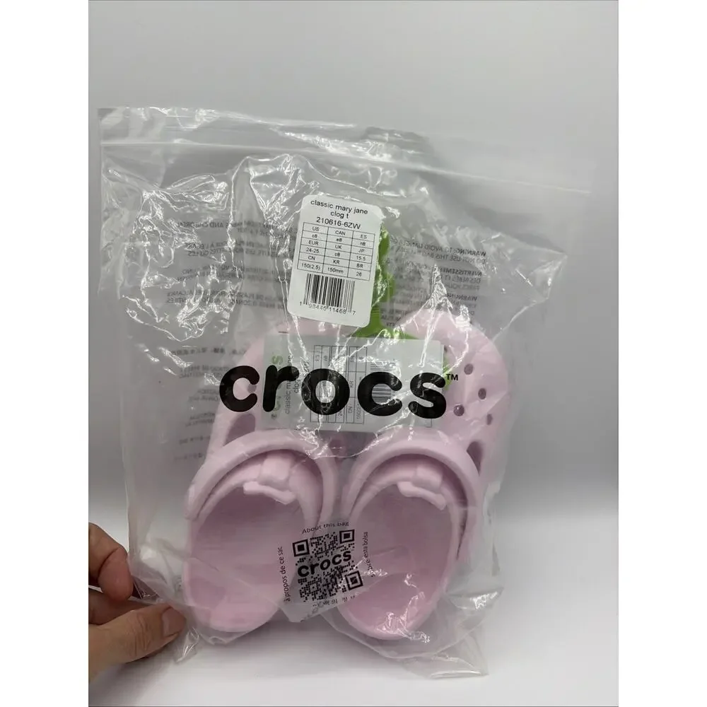 Crocs Classic Mary Jane Clog Light Pink Girl Kids Size C 8 EUR 25 NWT 210616-6ZW